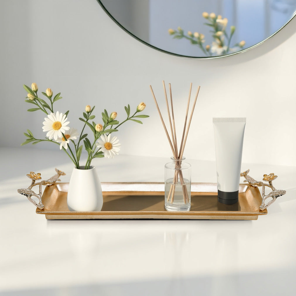Wild Bloom – Artistic Decorative Home Accessory Handmade Bathroom Vanity Tray - Decozen