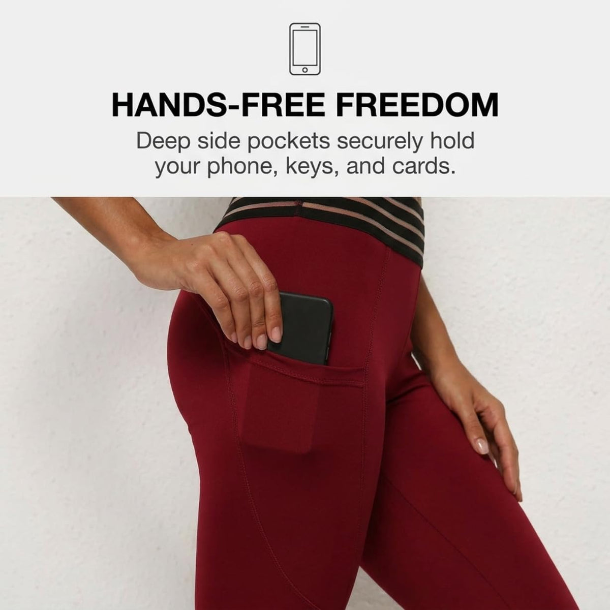 Yogazen Women's High-Waist Seamless Leggings with Side Pockets – Maroon