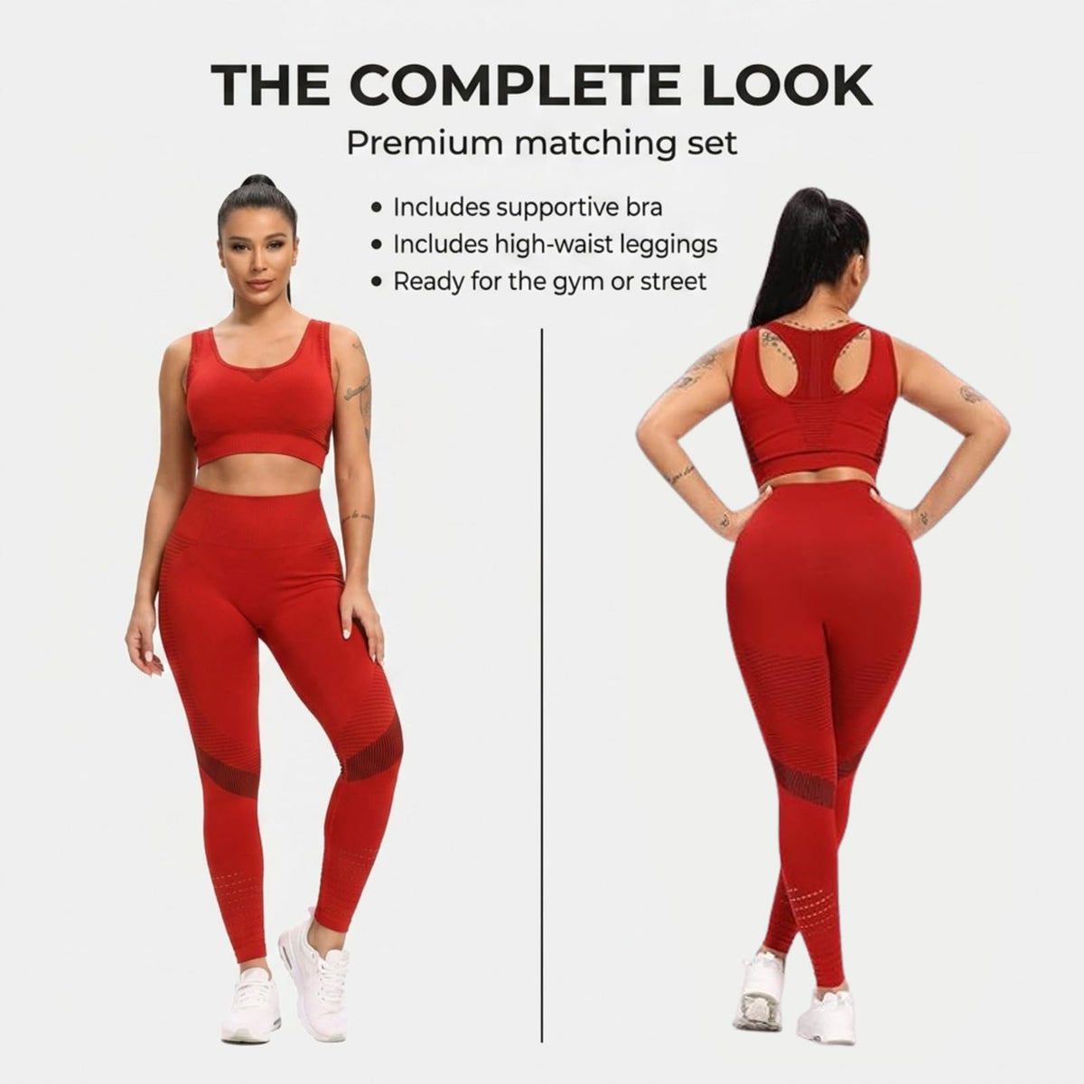 Yogazen Crop Tank Workout Set - Red