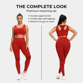 Yogazen Crop Tank Workout Set - Red