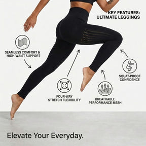 Yogazen Women's High-Waist Seamless Leggings – Black