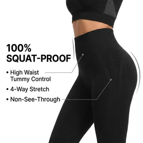 Yogazen Women's Seamless Crop Tank 2-Piece Workout Set – Black