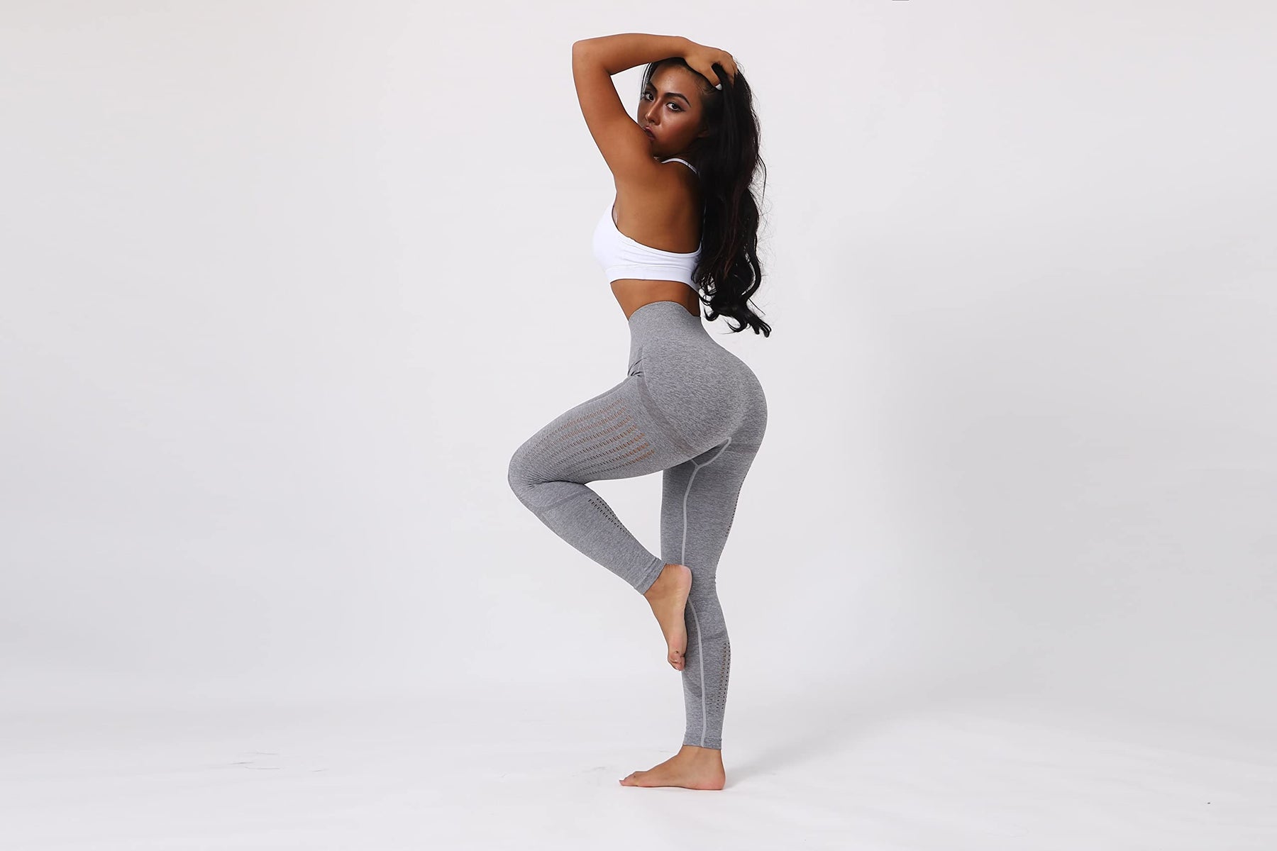 Yogazen Women's High-Waist Seamless Leggings – Light Gray