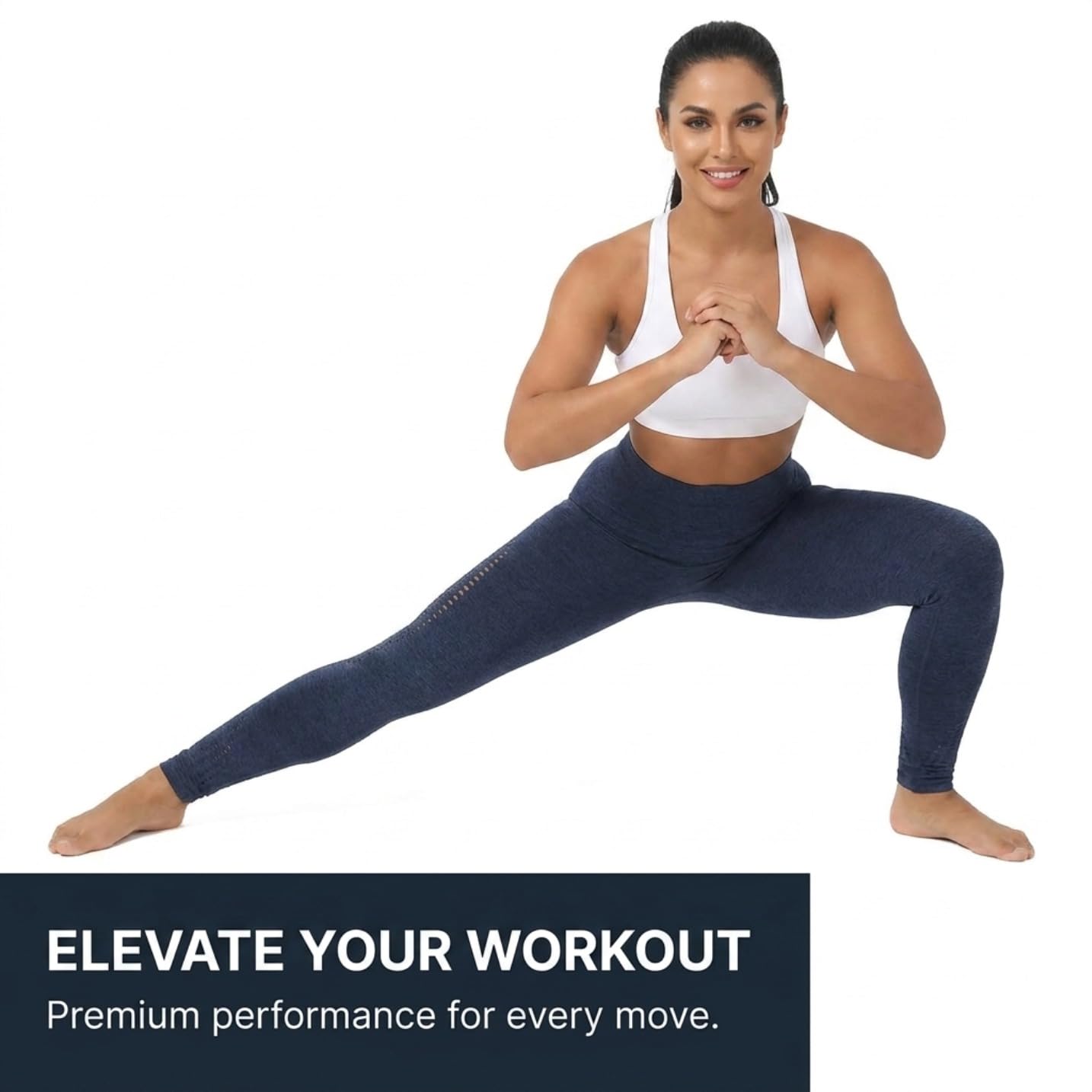 Yogazen Women's High-Waist Seamless Leggings – Navy Blue