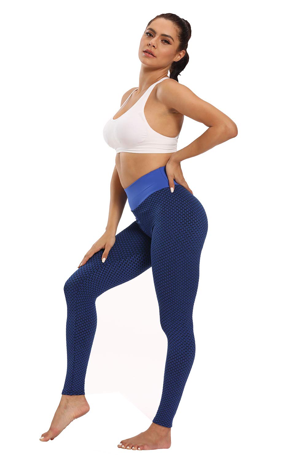 Yogazen Women's High-Waist Capri Leggings – Blue