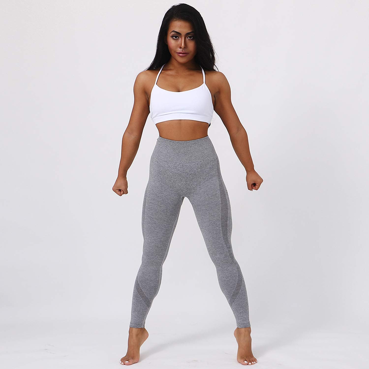 Yogazen Women's High-Waist Seamless Leggings – Light Gray