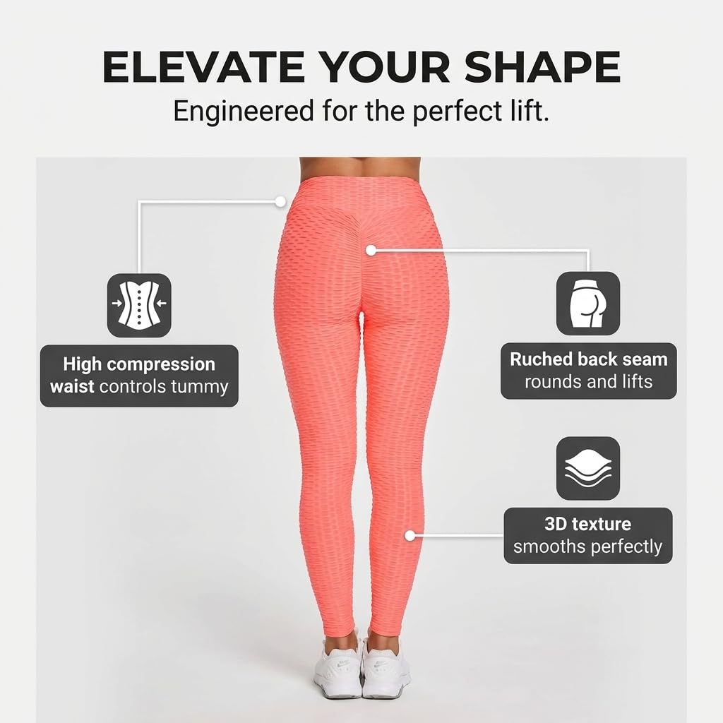 Yogazen Women's High-Waist Scrunch Booty Leggings – Orange