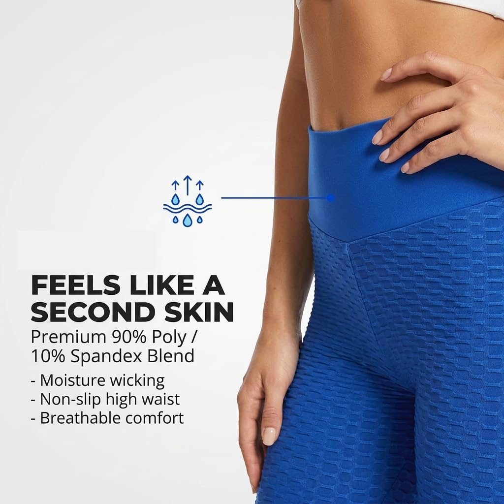 Yogazen Women's High-Waist Scrunch Booty Leggings – Blue