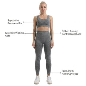 Yogazen Women's Seamless 2-Piece Workout Set – Dark Grey