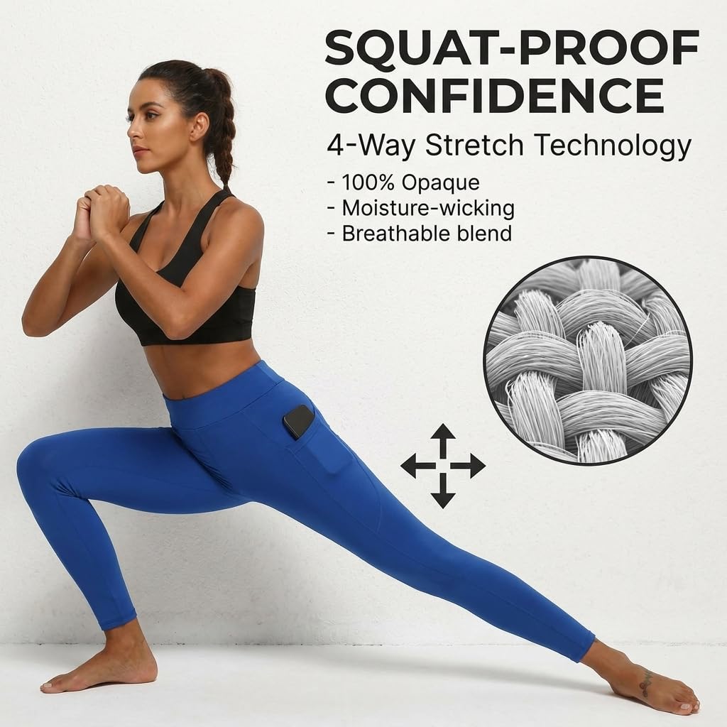 Yogazen Seamless Leggings with Pockets - Blue