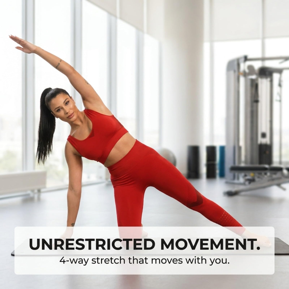 Yogazen Women's Seamless Crop Tank 2-Piece Workout Set – Red