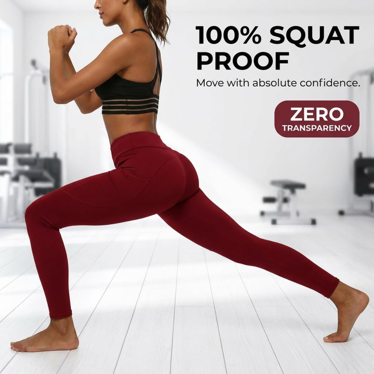 Yogazen Women's High-Waist Seamless Leggings with Side Pockets – Maroon