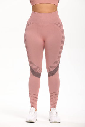 Yogazen Women's Seamless Crop Tank 2-Piece Workout Set – Pink/Brown