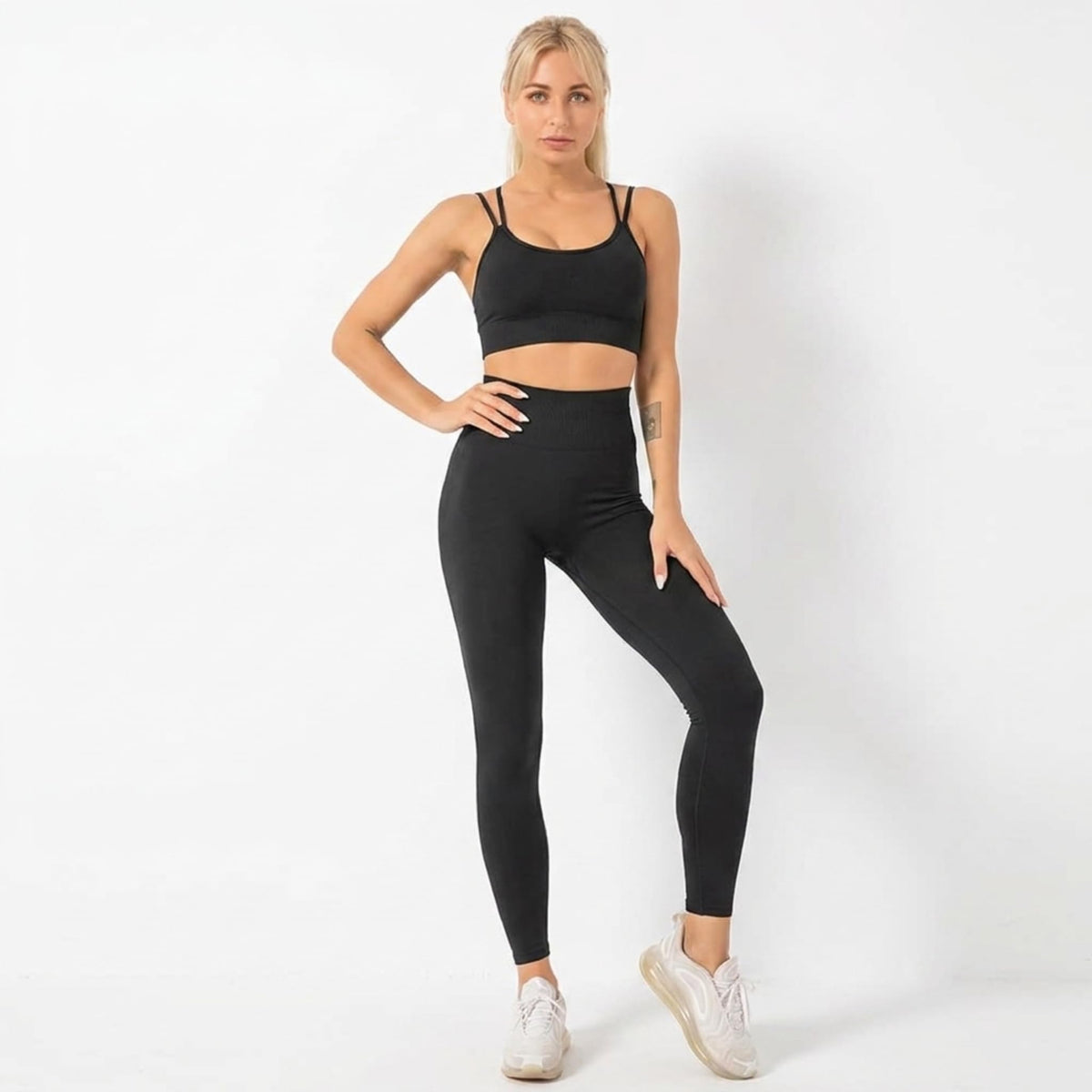 Decozen Seamless 2-Piece Workout Set - Black