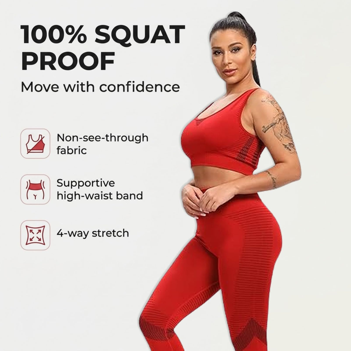 Decozen 2-Piece Crop Tank Workout Set - Red