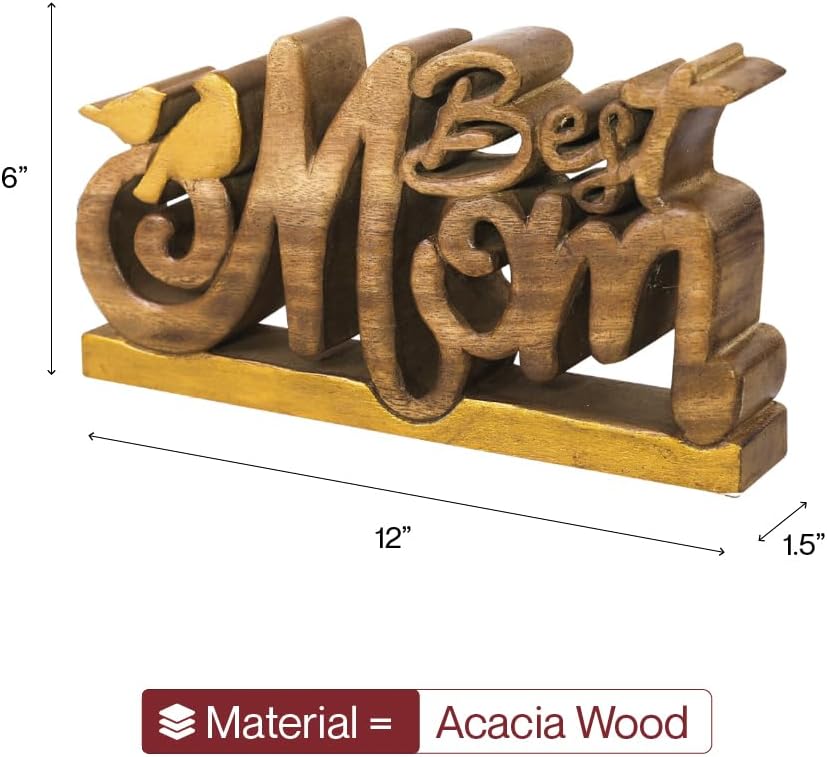 Wooden Best Mom Sculpture, Gift for Mom, Home Decor, Living Room and Boho Decor