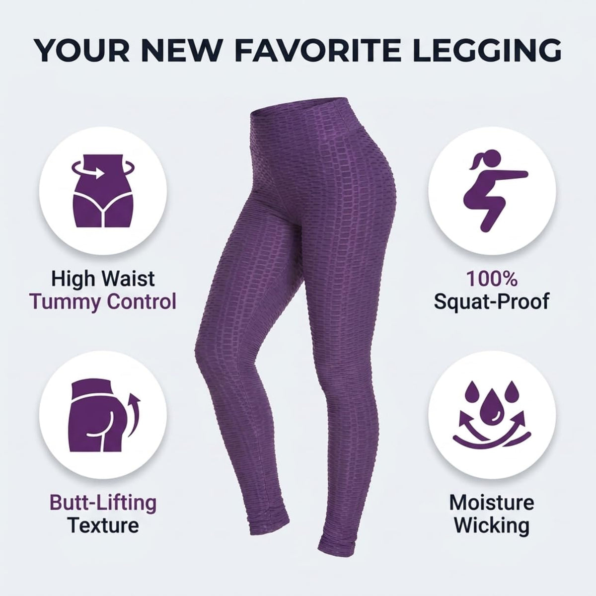 Yogazen Women's High-Waist Scrunch Booty Leggings – Purple
