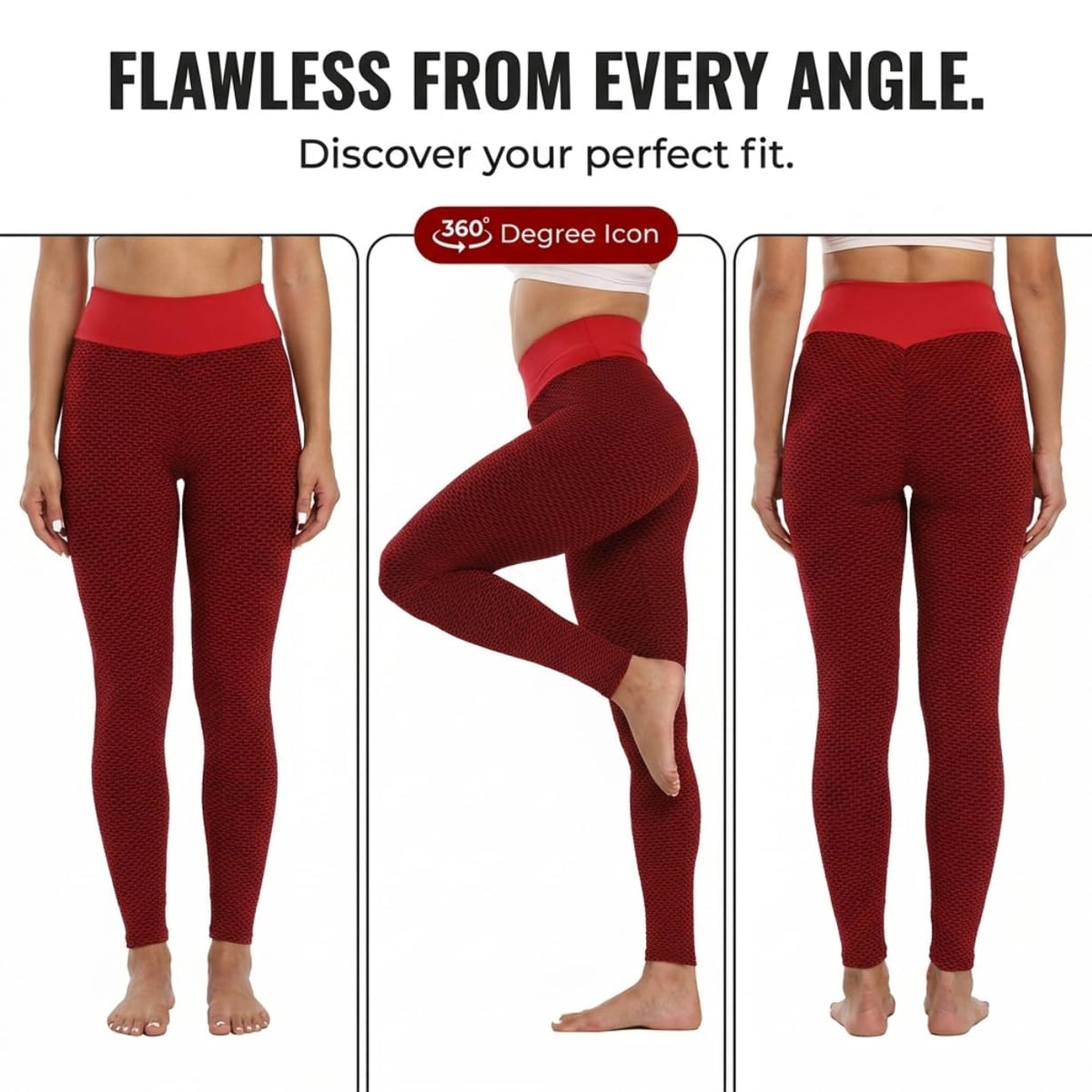 Yogazen Women's High-Waist Capri Leggings – Red