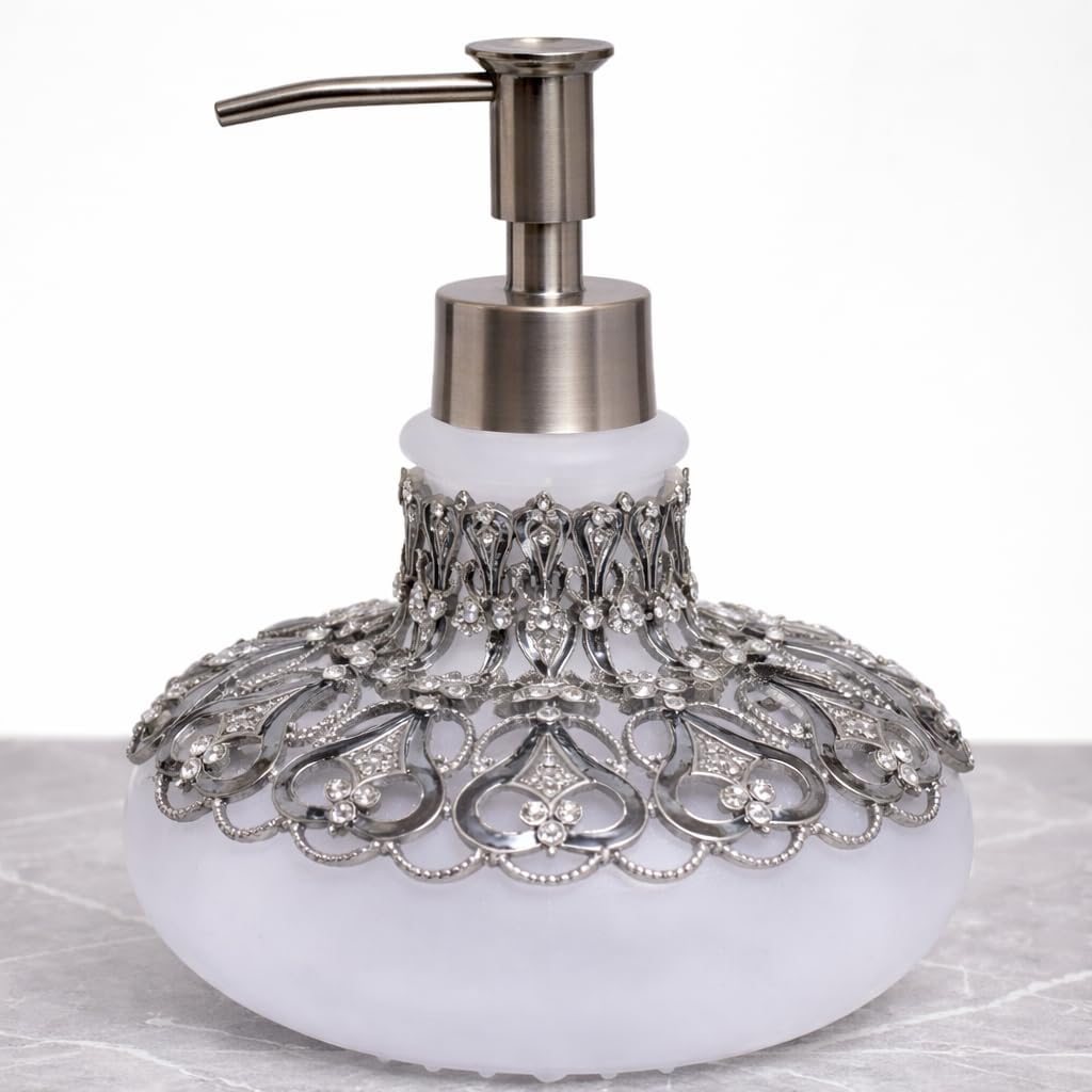 Oriana Grace modern decorative bathroom lotion dispenser from LB 23736D, 9 oz handmade soap dispenser with elegant design.