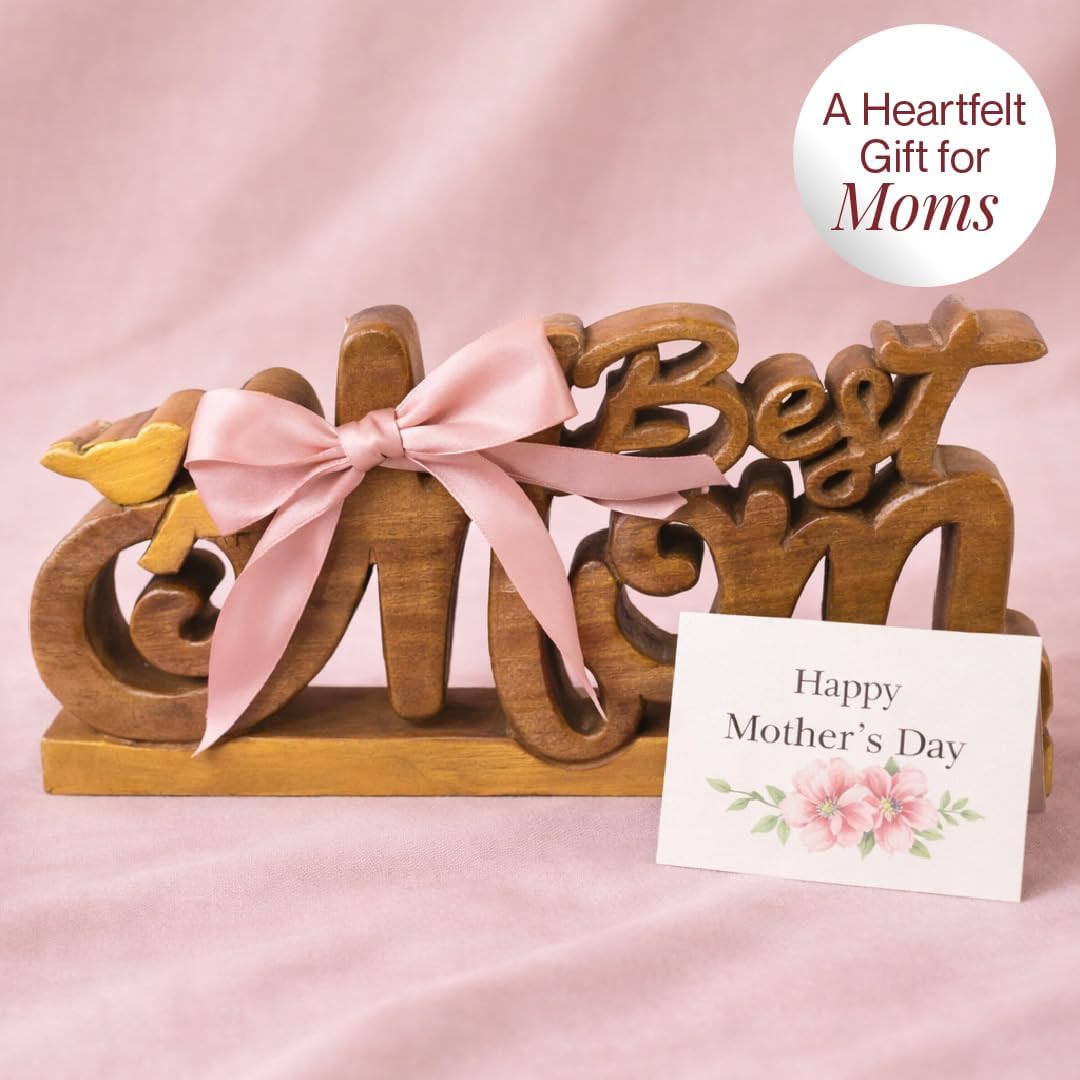 Wooden Best Mom Sculpture, Gift for Mom, Home Decor, Living Room and Boho Decor