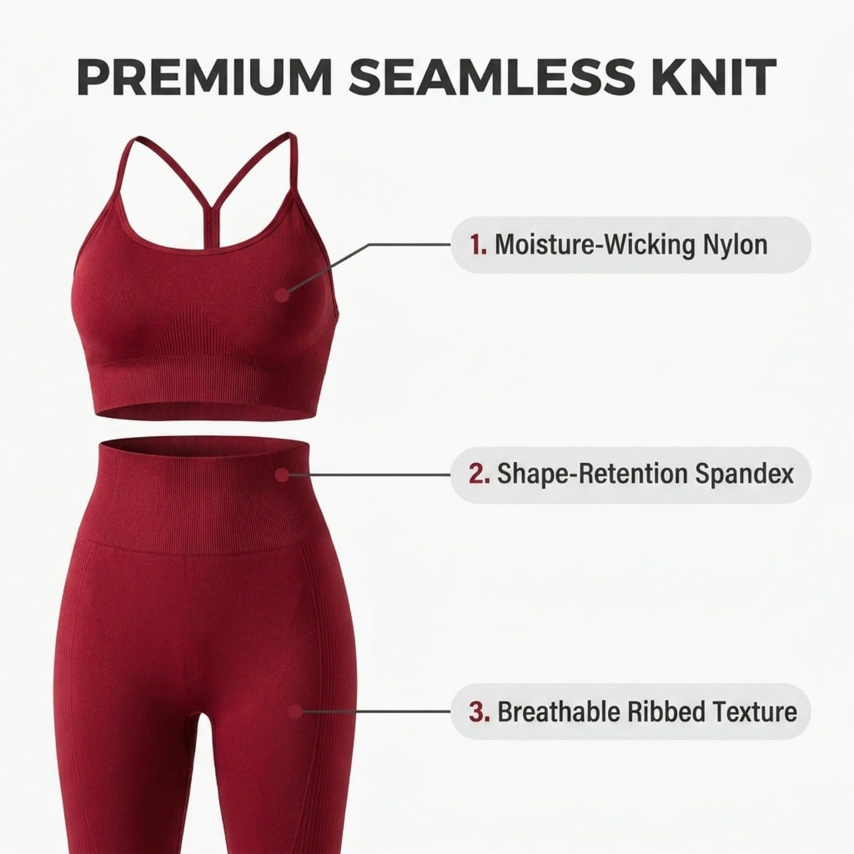 Yogazen Seamless 2-Piece Workout Set - Red