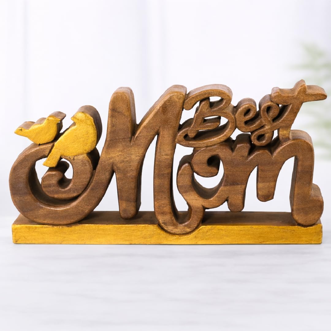 Wooden Best Mom Sculpture, Gift for Mom, Home Decor, Living Room and Boho Decor