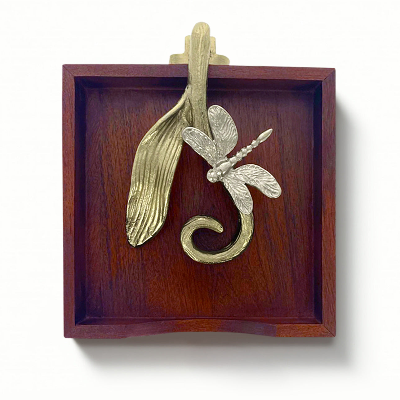 Solid Wood Napkin Holder with Silver and Gold Finish Ornament