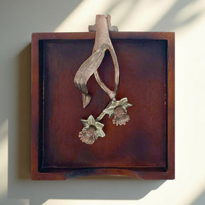 Solid Wood Napkin Holder with Rose Gold Finish Ornament