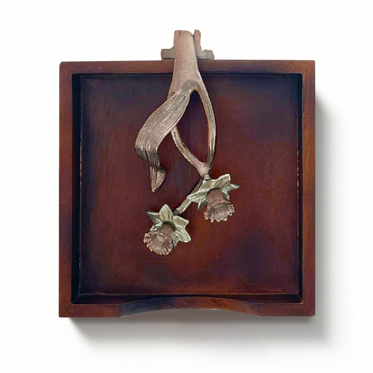 Solid Wood Napkin Holder with Rose Gold Finish Ornament