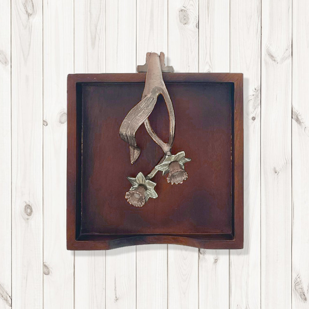 Solid Wood Napkin Holder with Rose Gold Finish Ornament