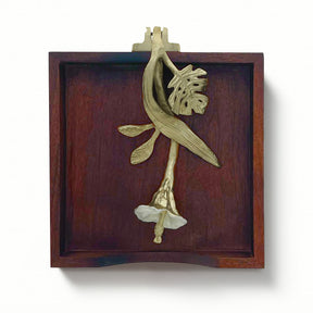 Solid Wood Napkin Holder with Gold Finish Ornament