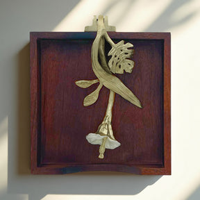 Solid Wood Napkin Holder with Gold Finish Ornament