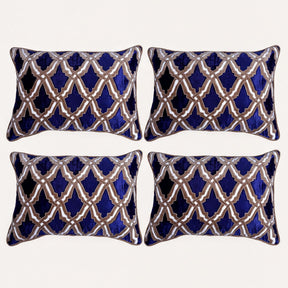 Set of four navy blue throw pillow covers, 14 x 20 inches, from CU6047-35-4, showcasing soft fabric and stylish design.