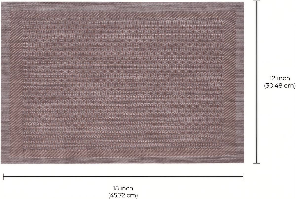 Brown gold PVC placemats with heat-resistant, washable surface, ideal for indoor and outdoor kitchen table protection.