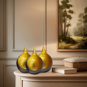 Gold and Black Tea-Light Candle Holders - Set of 3