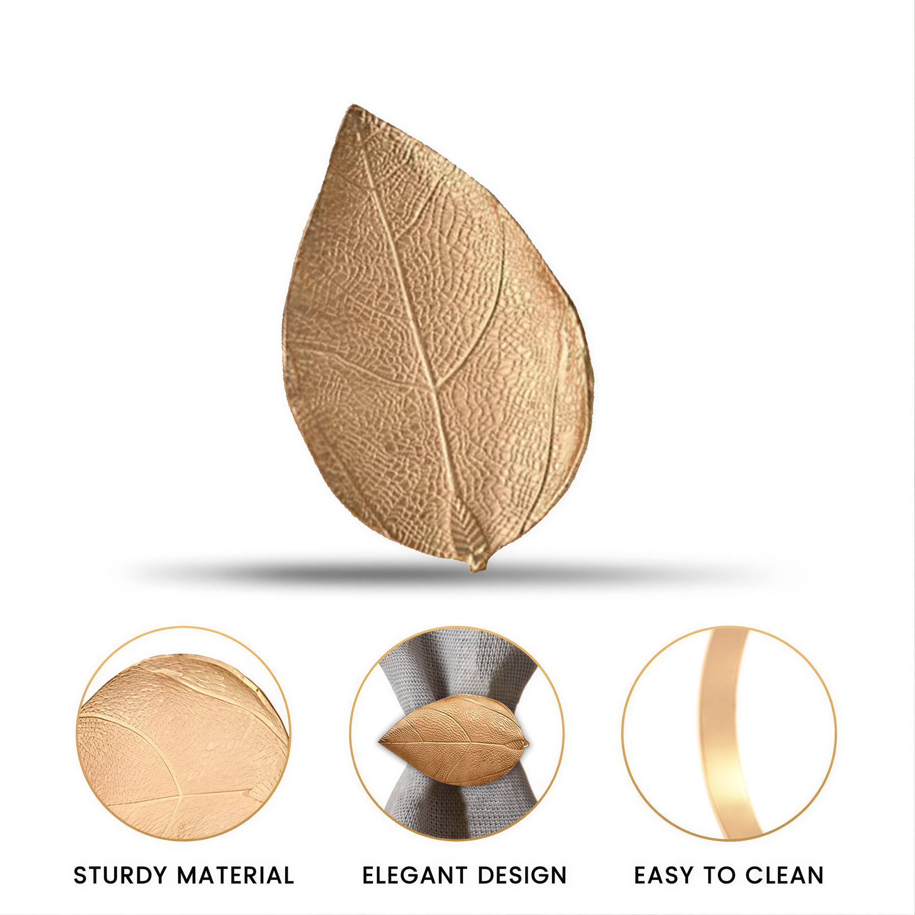 a gold leaf-shaped object with a sturdily material and elegant design, and it is easy to clean.