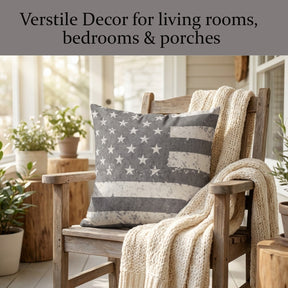 Patriotic Design Printed Throw Pillow Cover - 18 x 18 Inches