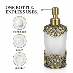 Amara Bliss modern decorative bathroom lotion dispenser by LB24585, 9 oz, handcrafted ceramic with sleek design and pump top.