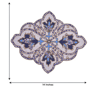 Beaded Placemats Heat-Resistant Table Mats in Blue White