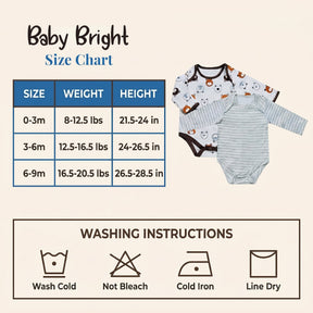 The image is a size chart for baby clothing, including a baby's size chart and a baby's size chart for a baby's clothing.