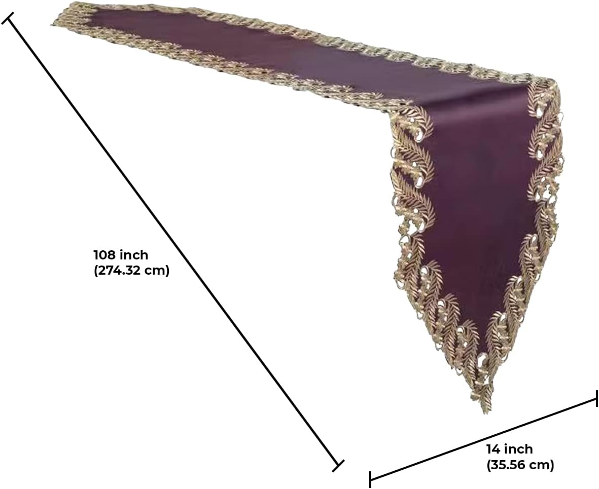 Violet Dream – Plum Gold Table Runner, Anyce Collection Artistic Home Table Décor 14*108 inch