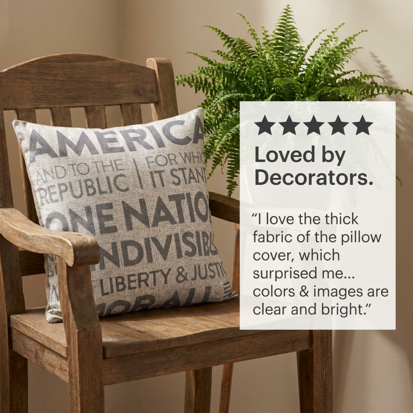 Patriotic Throw Pillow Set - 3 USA Pillow Covers 18x18 Inch with Zipper Closure
