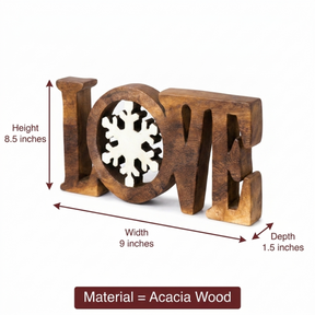 Handmade Wooden Sculpture – Love Word Sign | Solid Acacia Wood Decor