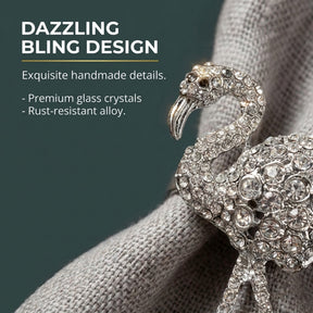 Tropical Charm – Napkin Rings in Silver Flamingo Design, Artistic Decorative Dining Table Accent