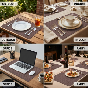 Set of six PVC placemats by 618EVA-7-17-4, durable and colorful, suitable for dining tables and protecting surfaces.