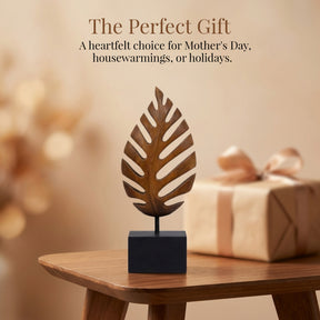 Handmade Wooden Sculpture – Acacia Wood Leaf Décor | Unique Nature Inspired Art Piece