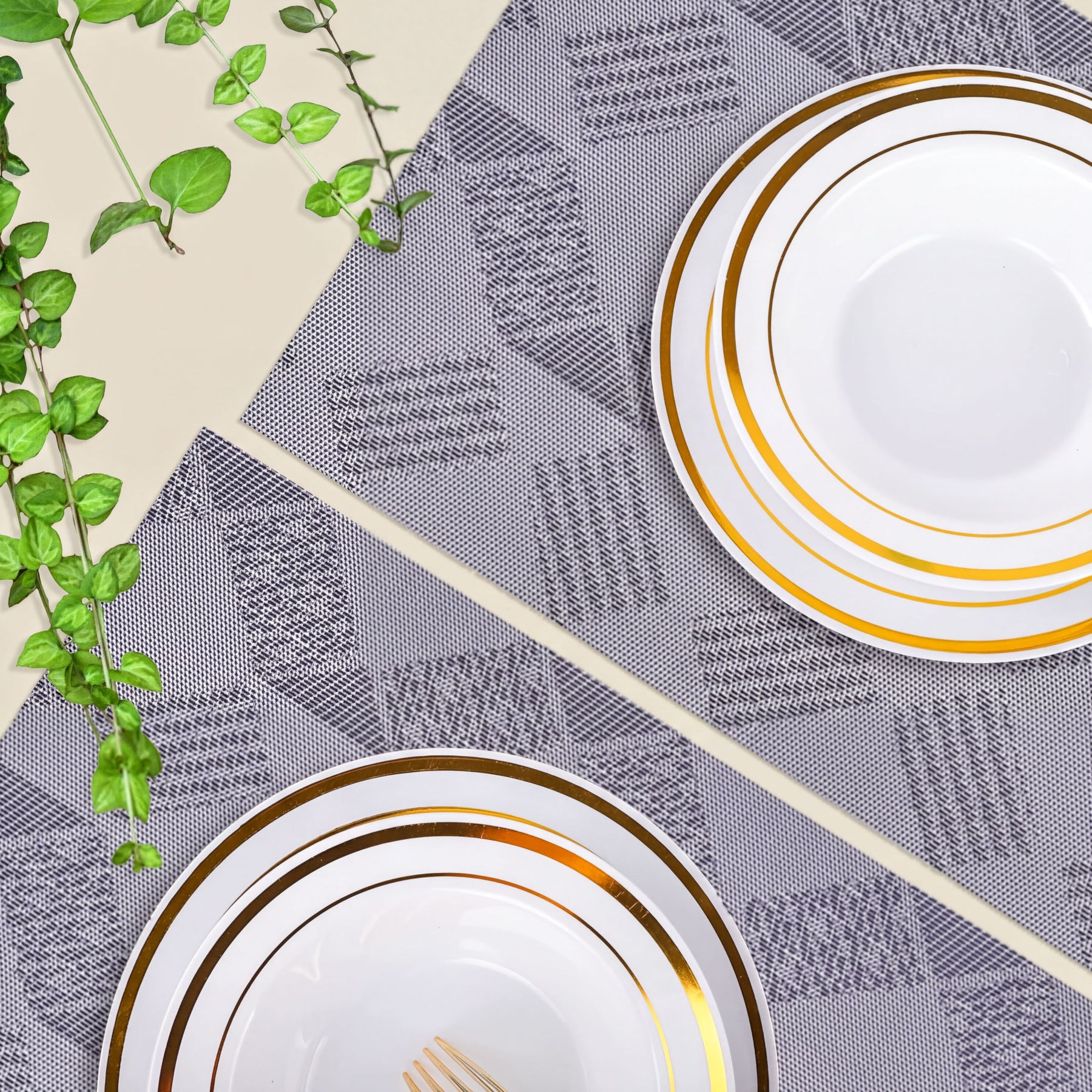 Set of four PVC placemats for dining table, durable and easy to clean, from brand 81701, featuring a sleek, protective surface.