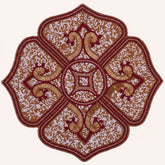 Crimson Frost embroidered beaded placemat in gold, red, and white, decorative 15-inch table decor by PM-50.