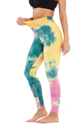 Yogazen Women's High-Waist Printed Capri Leggings – Yellow/Green