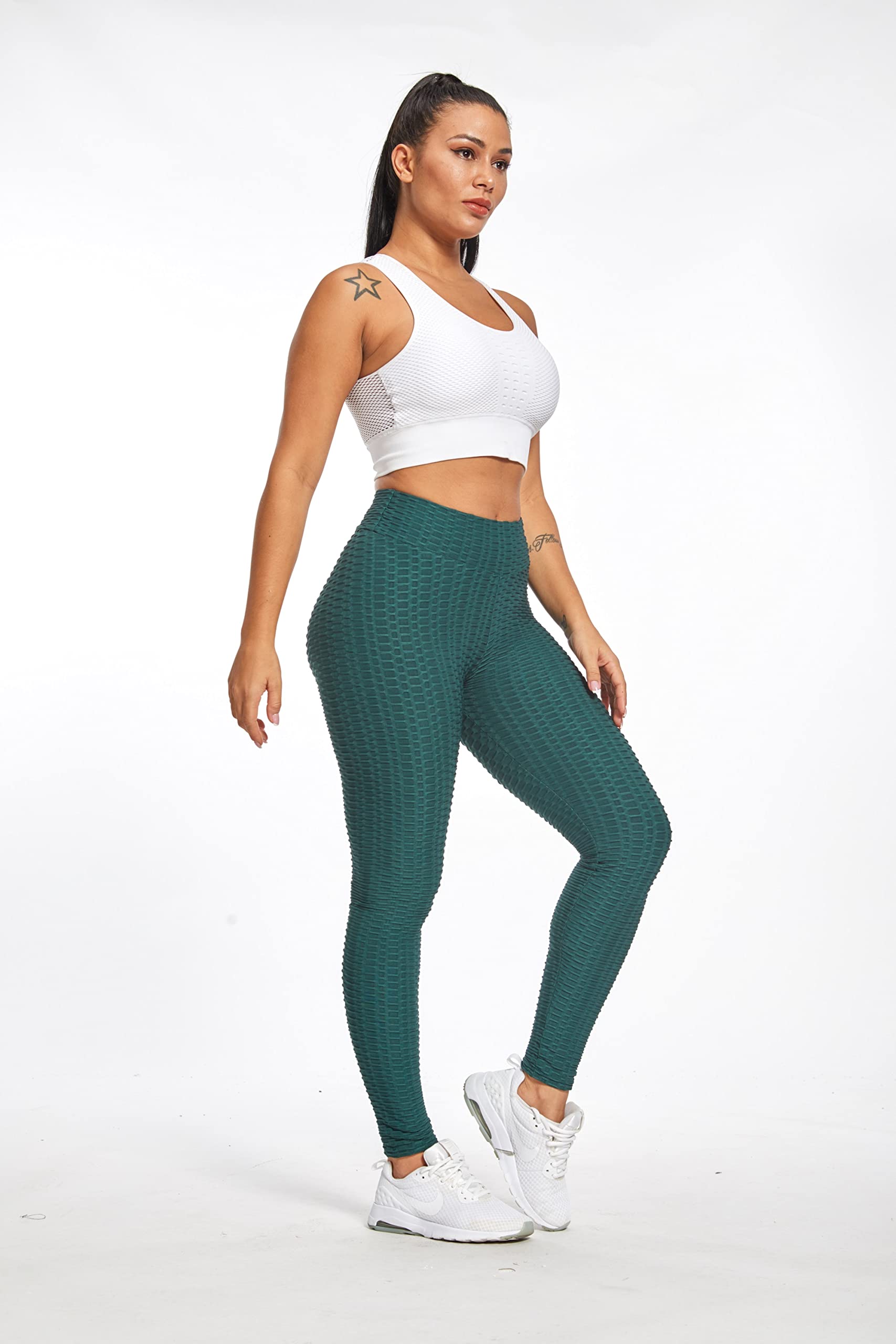 Yogazen Women's High-Waist Scrunch Booty Leggings – Green